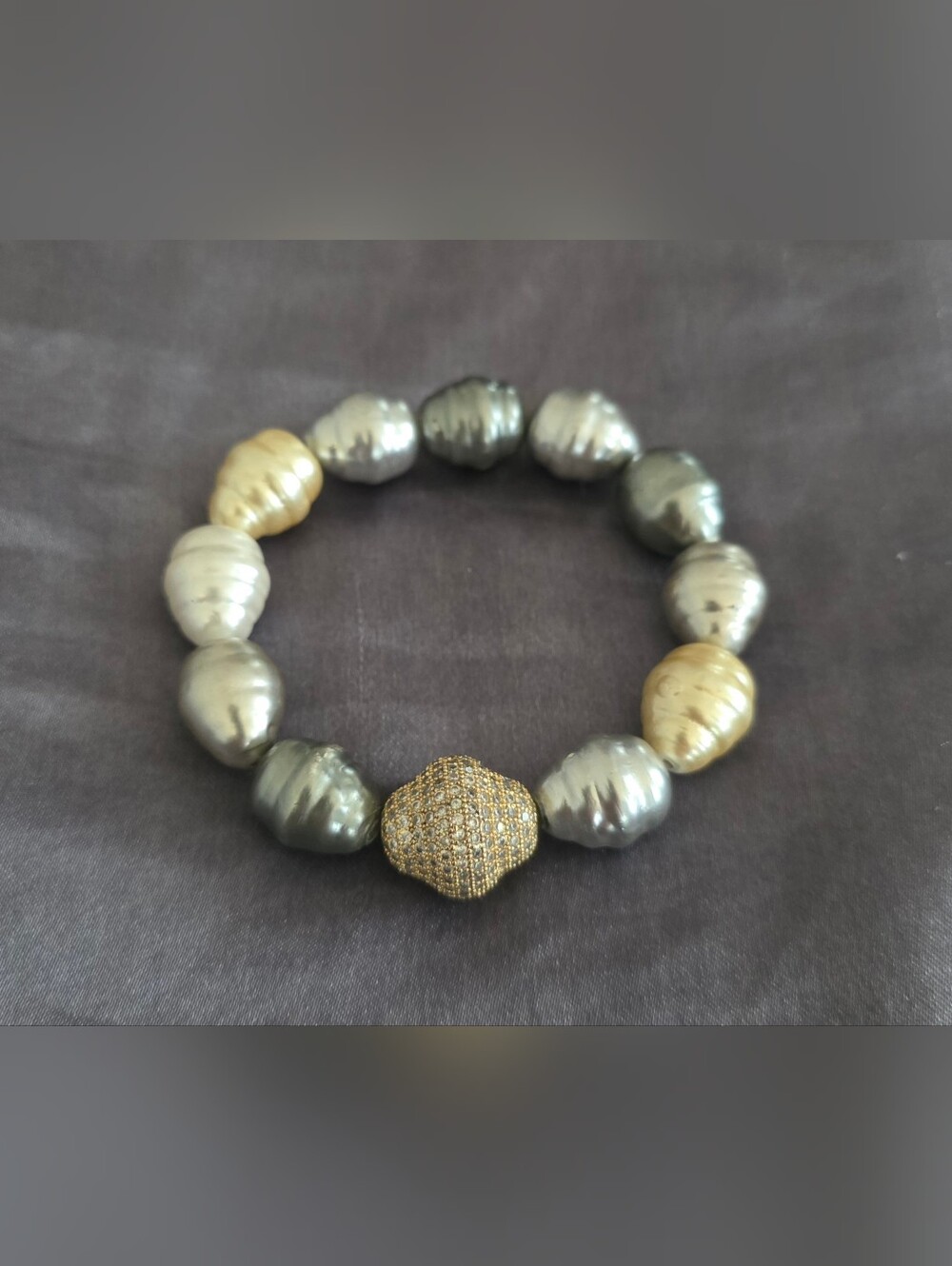 BuDhaGirl Isabel Pearl Stretch Bracelet Pave